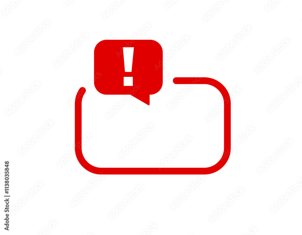 Poster red warning sign with an exclamation mark inside a framework, conveying alertness and caution.