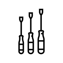 screwdrivers car repair tool line icon vector. screwdrivers car repair tool sign. isolated contour symbol black illustration