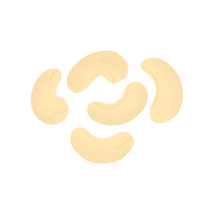 Cashew nuts. Healthy organic food. Products for snack. Vector illustration, flat style, isolated on white background.