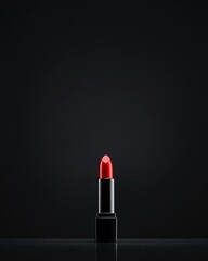 Red Lipstick on Black Background