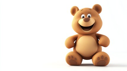 A cartoon teddy bear smiles happily.