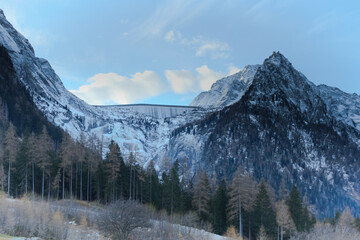 The impressive Albigna Dam, Bregaglia Valley, Switzerland