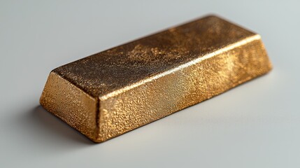 Gleaming gold bar placed elegantly on a smooth surface, reflecting light beautifully, a symbol of wealth and durability crafted for collectors and investors alike