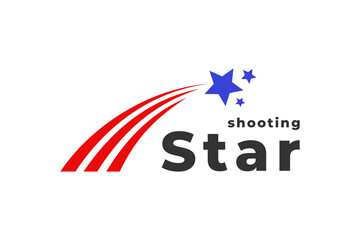 american usa flag color shooting star red and blue color logo sparkle