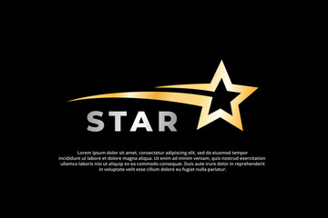 golden falling shooting star template background banner with word star