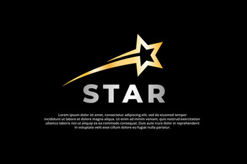golden falling shooting star template background banner with word star