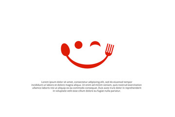 smile face abstract spoon and fork restaurant food court logo