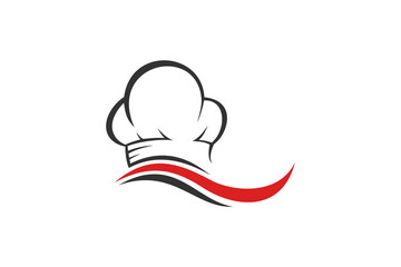 restaurant catering bakery chef hat logo with wave abstract template minimalist modern  logo