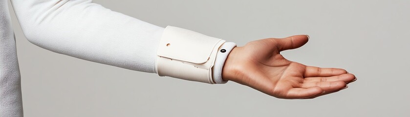 Elegant hand gesture in minimalist setting.