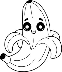 Cute Anime-Styled Banana Character with a Cheerful Expression