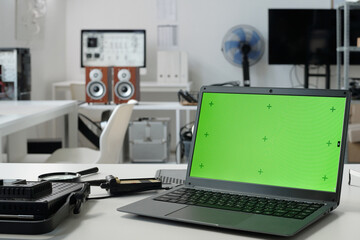 Working on Laptop in Modern Home Office