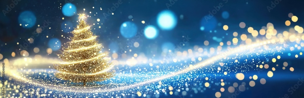 Aufkleber a sparkling christmas tree illuminated with bright lights and a festive background of shimmering bok