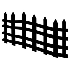 Fototapeta premium Old rustic fence vector icon, Fence art design silhouette, Fence vector illustration, Wooden fence vector art design black & white isolated