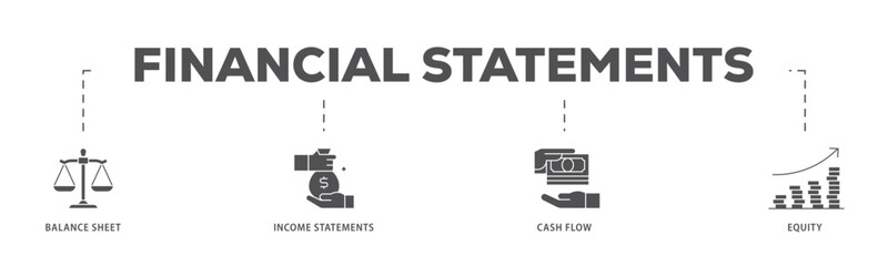 Financial statements infographic icon flow process which consists of graph, balance sheet, pie chart, income statements, money, calculator, income, earningicon live stroke and easy to edit .