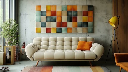 Modern Living Room with Colorful Artwork