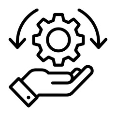 Vector human hand holding a gear,setting or install update icon.