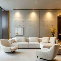 Modern Concrete Wall Living Room Interior Design