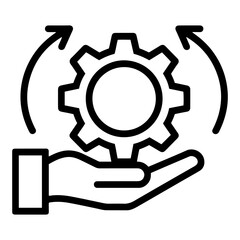 Vector human hand holding a gear,setting or install update icon.