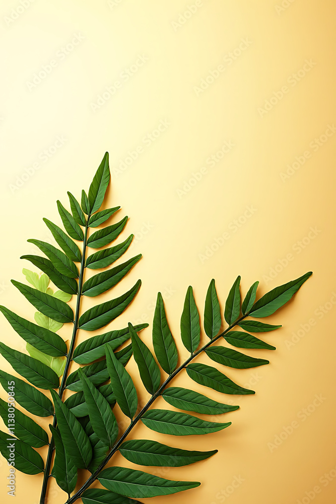 Aufkleber exotic fern leaf abstracted against a gold background with white copy space providing clean simplici