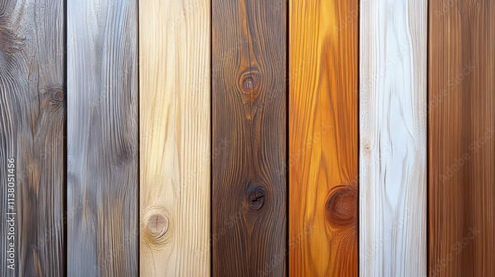 Poster natural wooden boards in various colors and textures creating a rustic background design for interio