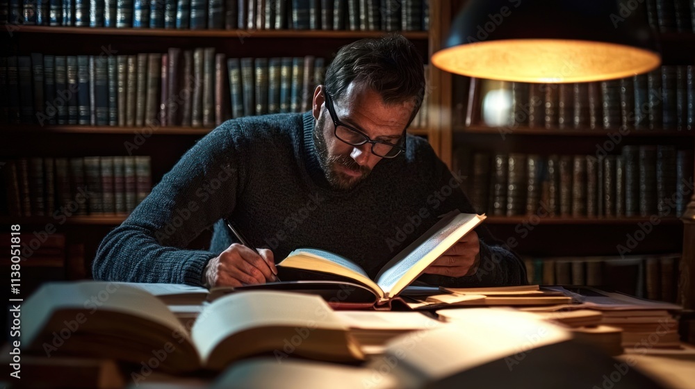 Poster an editor checking the footnotes in a manuscript to ensure accuracy and clarity 0