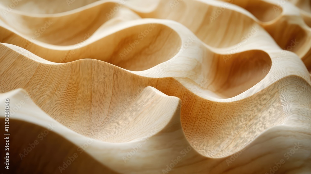 Poster wavy wooden texture closeup showcasing smooth curves and natural grain pattern for backgrounds and d
