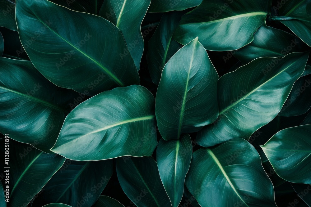 Aufkleber a background of small green leaves with an intricate pattern, creating a clean and eco-friendly envi
