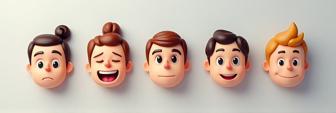 Emoticon face icons representing human emotions are used in a digital game to create a simple and intuitive interface for players worldwide._00002_