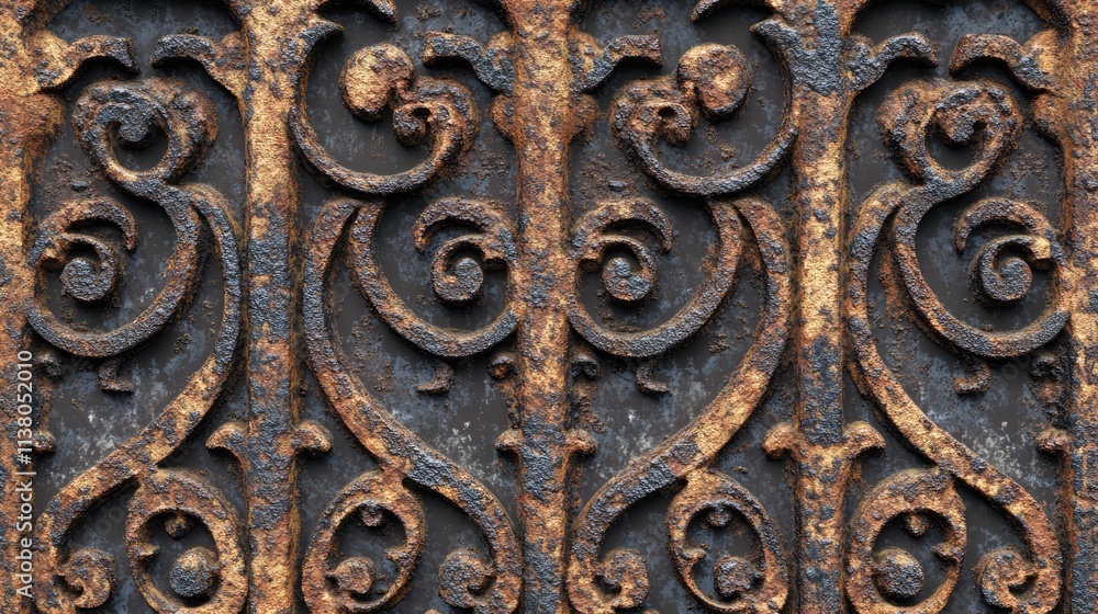 Poster rusty iron background texture with intricate pattern design ideal for industrial or vintage themed p