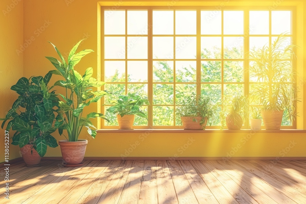 Poster a cement backdrop, realistic 3d render, featuring an empty yellow background and spotlight, intended