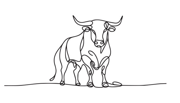 recommend clip art: Continuous one single minimal line drawing cow