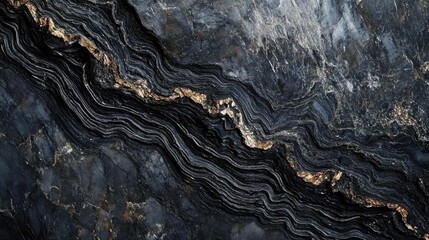 Fototapeta premium Dark black marble texture with glossy finish elegant pattern for interior design and decoration use subtle golden vein detail