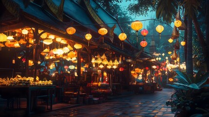 Obraz premium Night market lantern festival