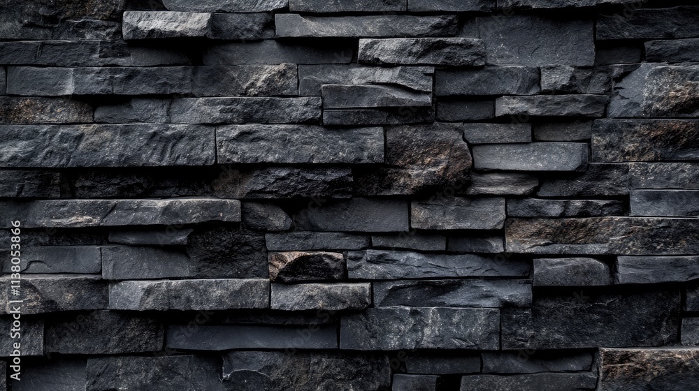 Poster background texture of stacked dark stones showcasing natural patterns and variations in color and sh