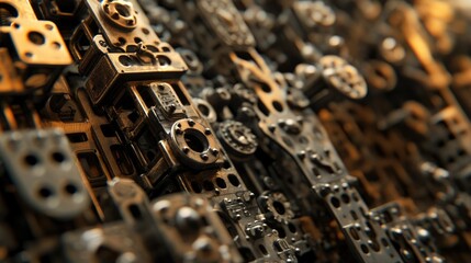 Erector Set Background with Interconnected Metal Pieces and Structural Components for Engineering and Design Concepts