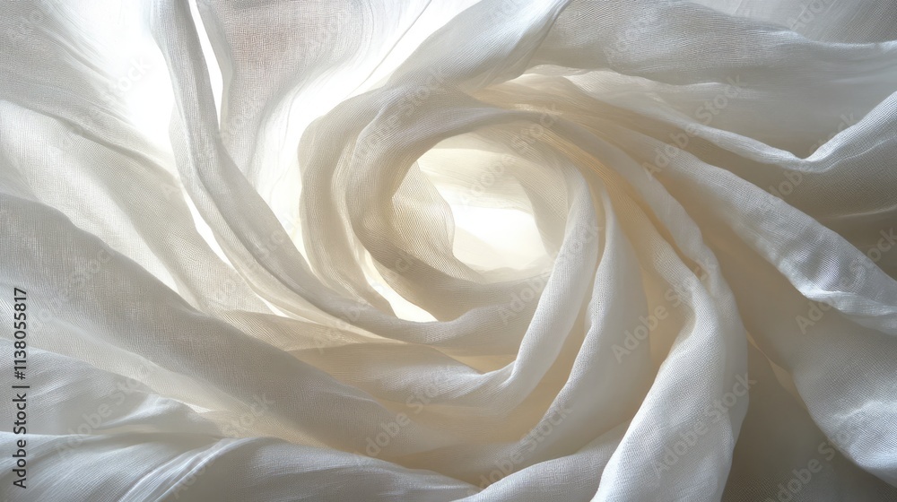 Aufkleber elegant white silk fabric texture with soft light creating a dreamy spiral effect ideal for backgrou