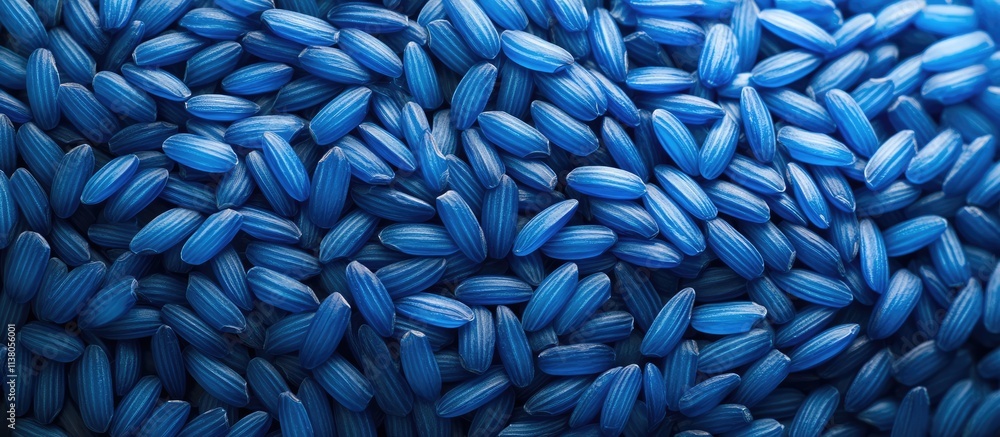 Poster blue rice grains background with numerals creating a unique texture for abstract, culinary, or artis