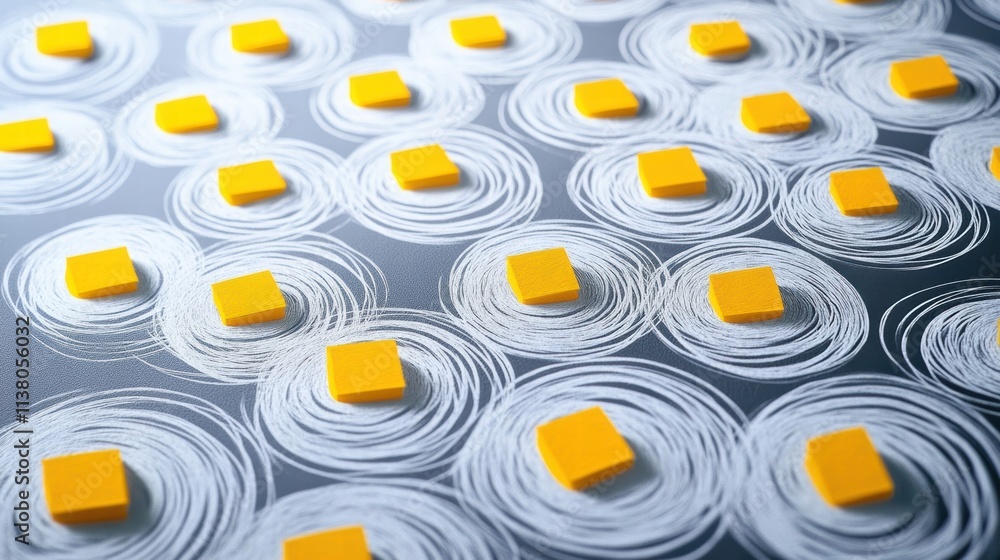Poster colorful yellow blocks on a textured backdrop create a vibrant, abstract pattern for creative design