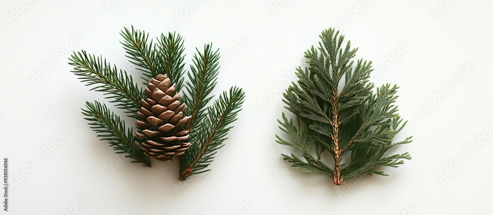 Poster pine branches and cones arranged for a natural gift concept showcasing greenery and rustic charm in 