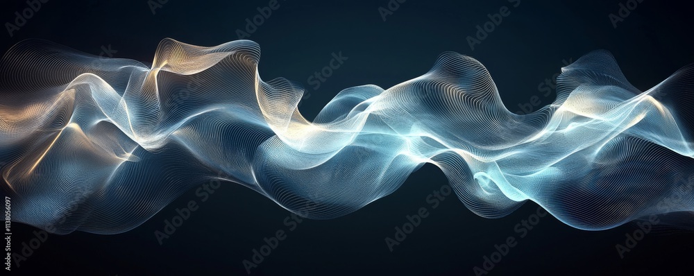Poster a background with an abstract design of turquoise and blue diagonal lines.