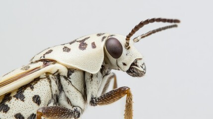 Insect profile showcasing head turned away while eye spots scan for potential threats in a detailed close-up shot.