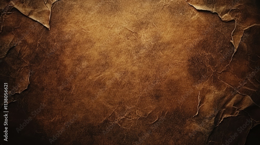 Poster brown paper background texture with wrinkles and creases for artistic and design projects
