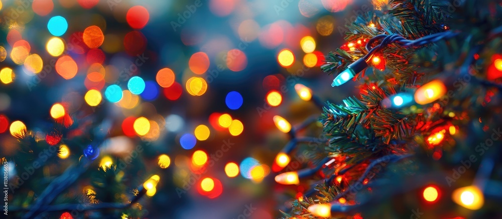 Poster festive bokeh lights in vibrant colors creating an enchanting abstract christmas background with ill