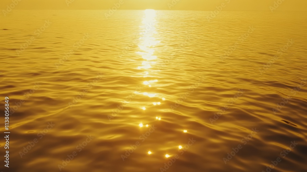 Poster golden water surface with sun reflection creating a serene and tranquil atmosphere perfect for backg