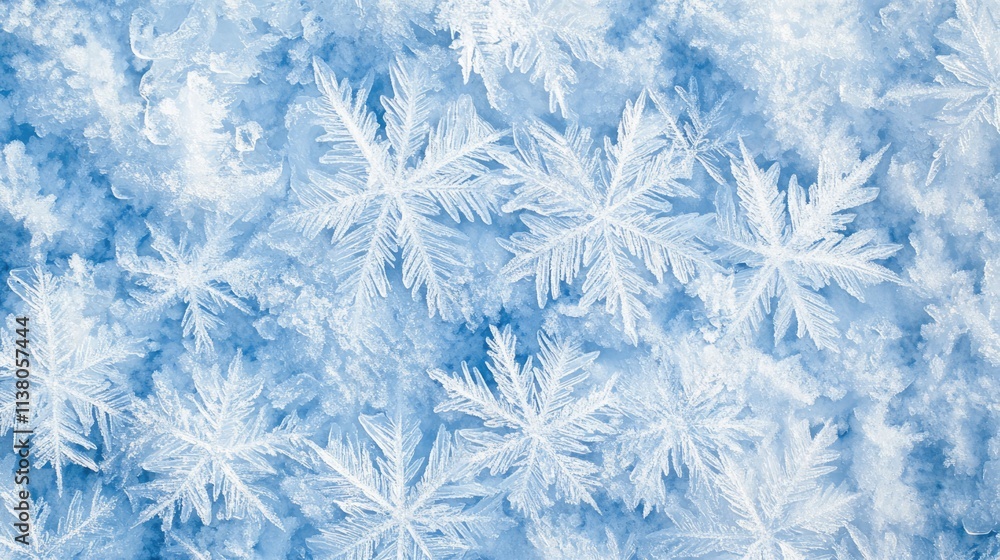 Aufkleber frosty blue ice texture with intricate snowflake patterns ideal for winter-themed designs and backgr
