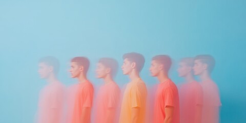 Abstract Motion of Students in Pastel Hues Teamwork and Minimalism in Sports Analysis