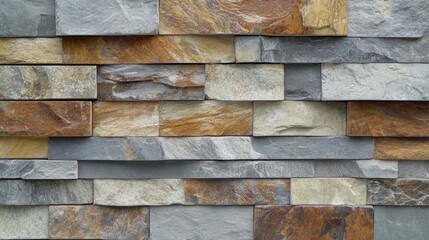 Textured stone wall background featuring a mix of gray and earthy tones ideal for architectural or interior design projects.