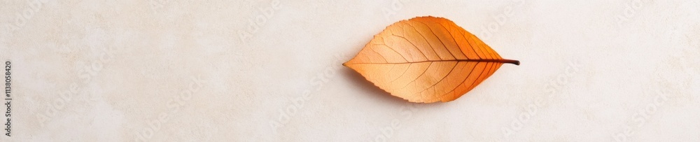 Poster serene autumn leaf on softly lit background - mindful nature connection in minimalist style