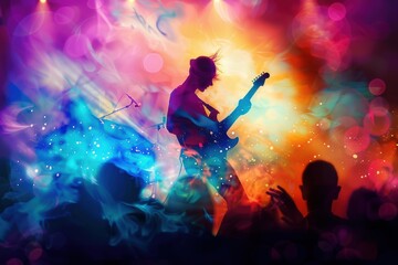 Vibrant music concert with colorful lights