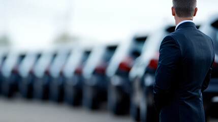 a professional photograph of a fleet car buyer decision maker for a small business, working man 